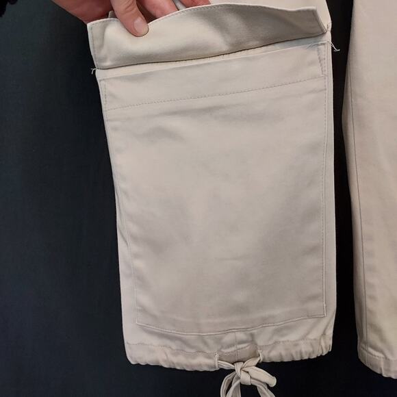 Willi Smith Stretch Cotton Blend Khaki Cargo Drawstring Leg Pull On Capri Pants - Picture 5 of 8